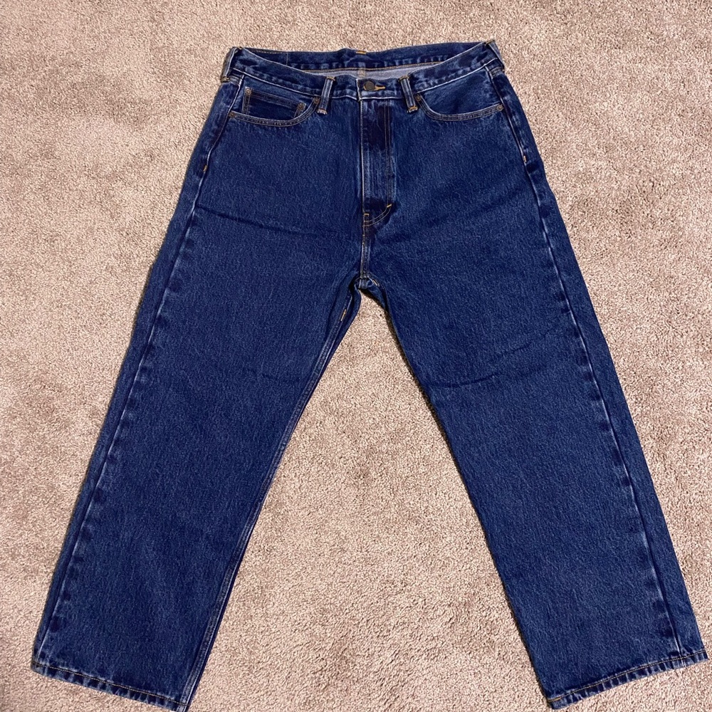 Levi's Mens Blue 501 Original Fit Jeans Regular 36W x 30L Rigid Waterless New